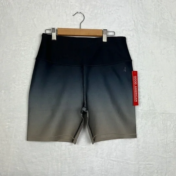 Good American Ombre High Waist Black Grey Bronze Bike Shorts